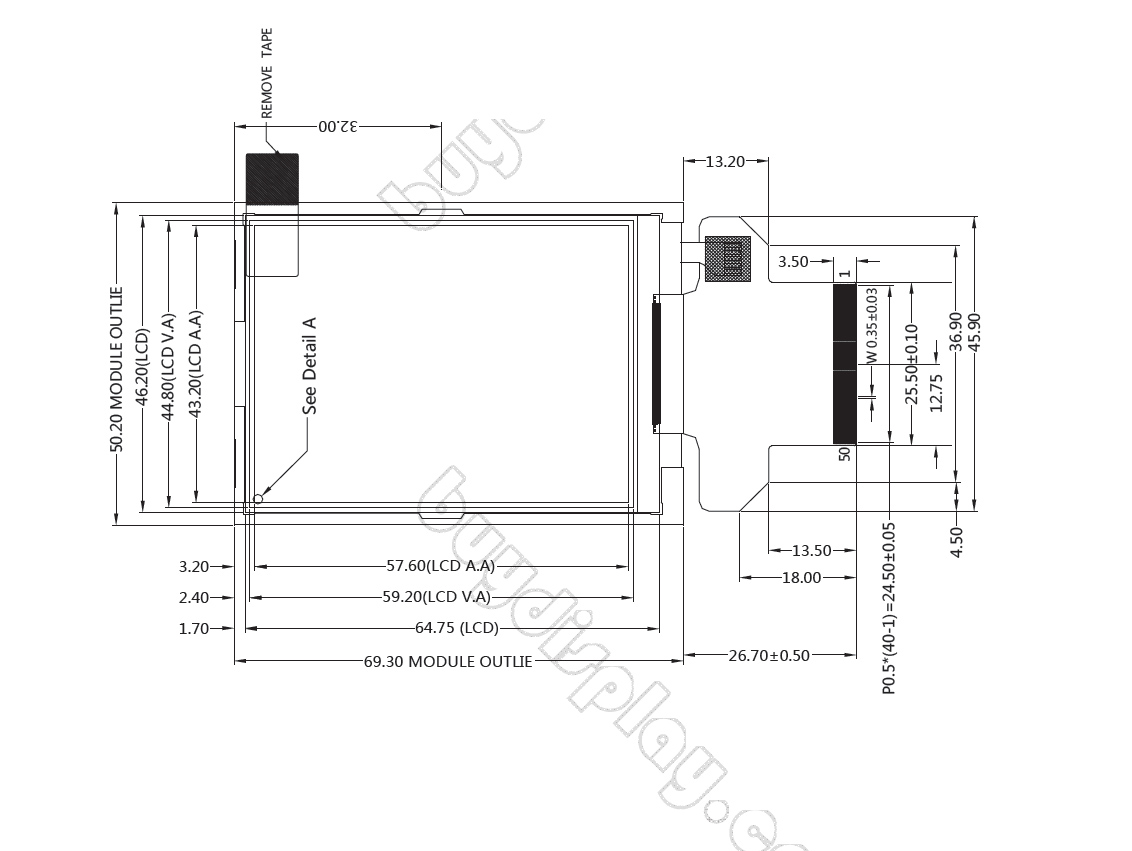 Lcd ribbon dimensions