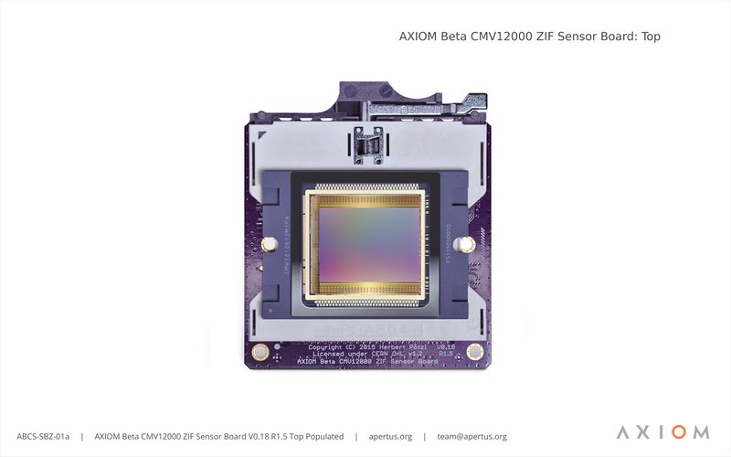 File:ABCS-SBZ-01a- AXIOM Beta CMV12000 ZIF Sensor Board V0.18R1.5 Top Populated 3000.jpg