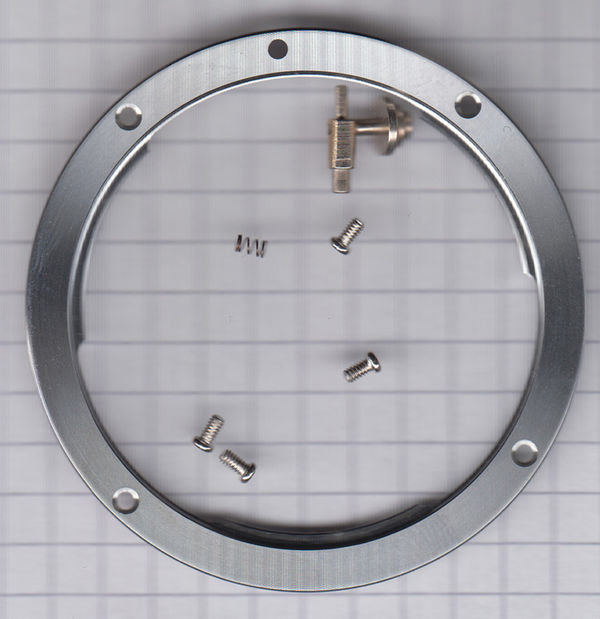 Picture of Nikon F bayonet mount components.